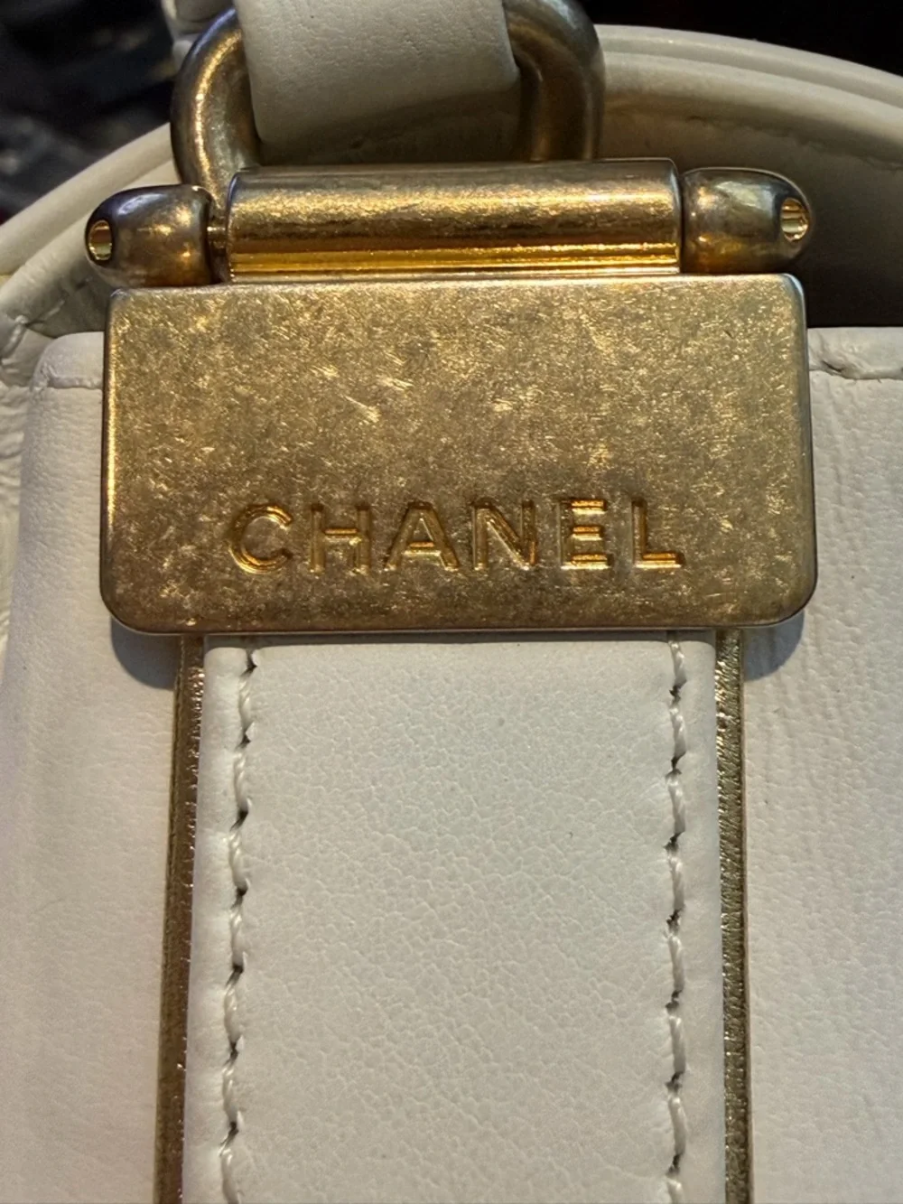 Chanel White Braided Leather Boy Bag Chain Strap Crossbody Shoulder Handbag